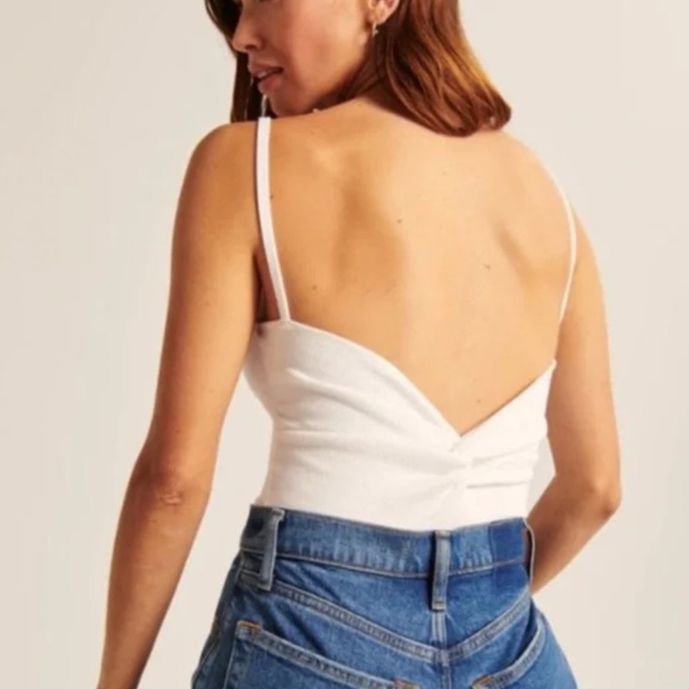 Abercrombie White Twist Back Bodysuit